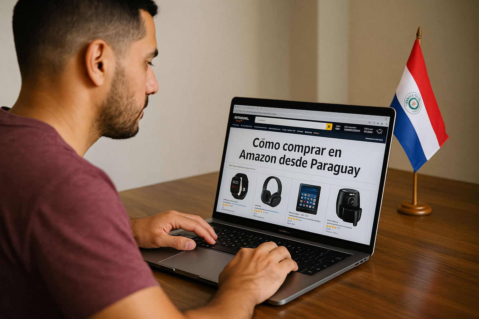 Imagen de una persona comprando en Amazon desde Paraguay con QXpress