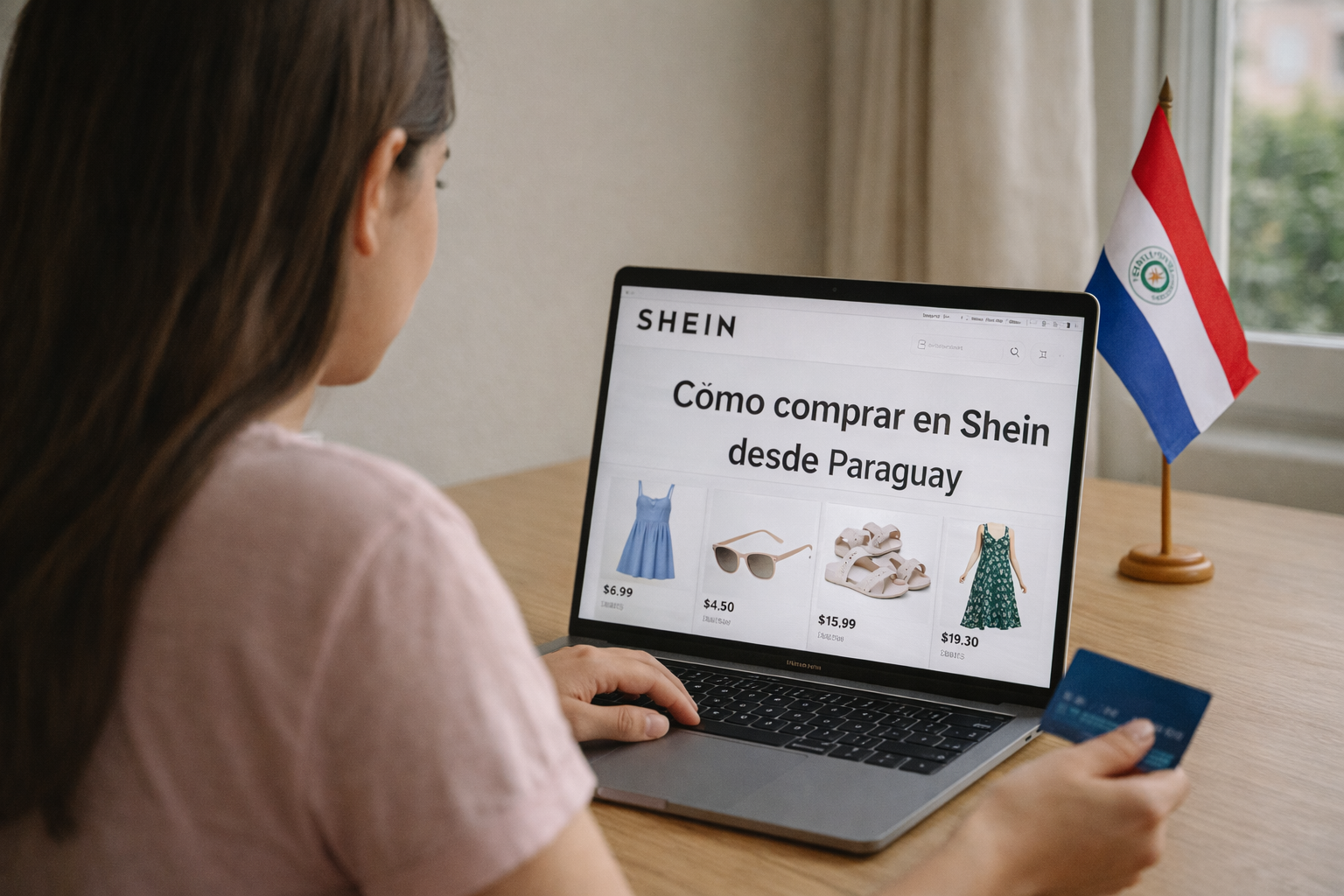 Imagen de una persona comprando en Shein desde paraguay